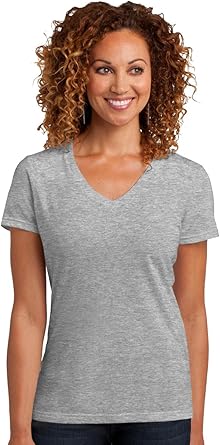 Women's Perfect Blend V Neck Tee Light Heather Grey